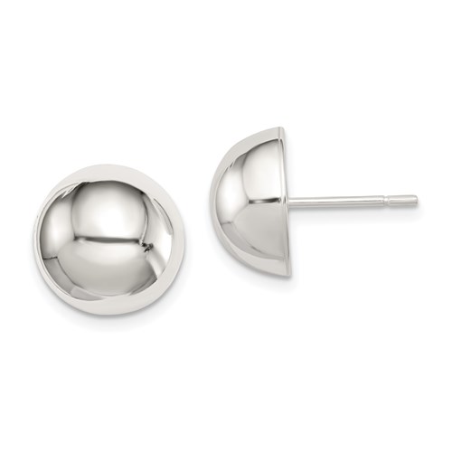 Sterling Silver 12mm Half Ball Earrings