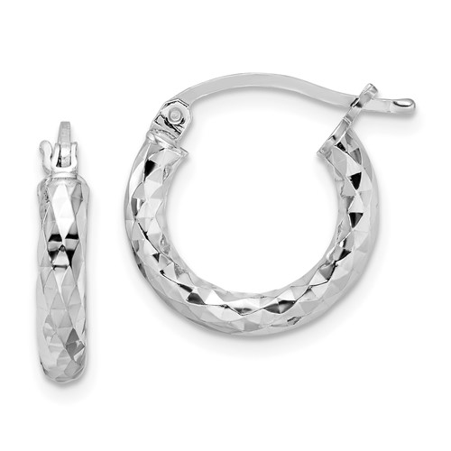 Sterling Silver Diamond-cut Hoop Earrings 5/8in