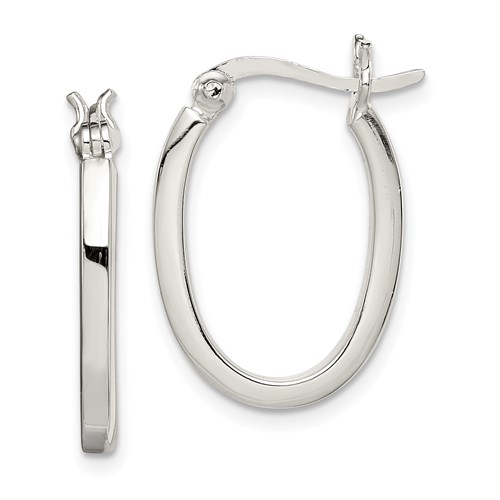 Sterling Silver 7/8in Hollow Oval Hoop Earrings