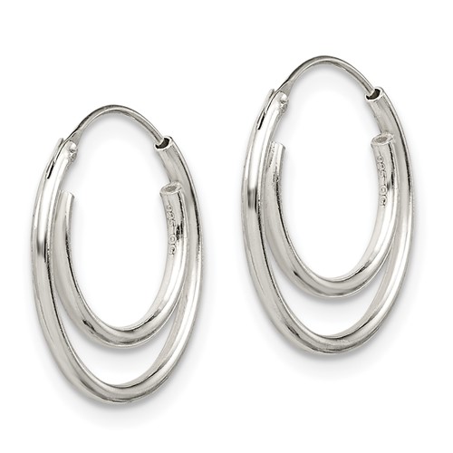Sterling Silver 3/4in Double Hoop Earrings