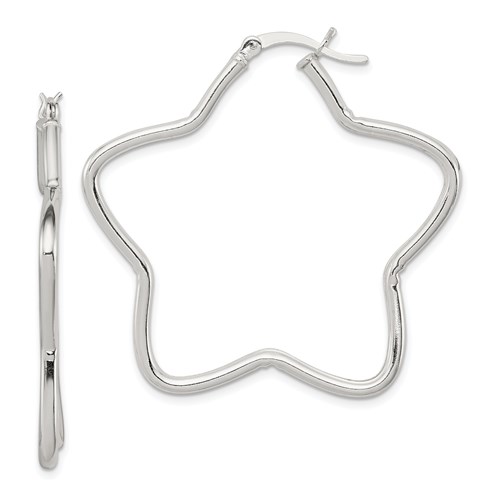 1 3/4in Star Tube Earrings - Sterling Silver