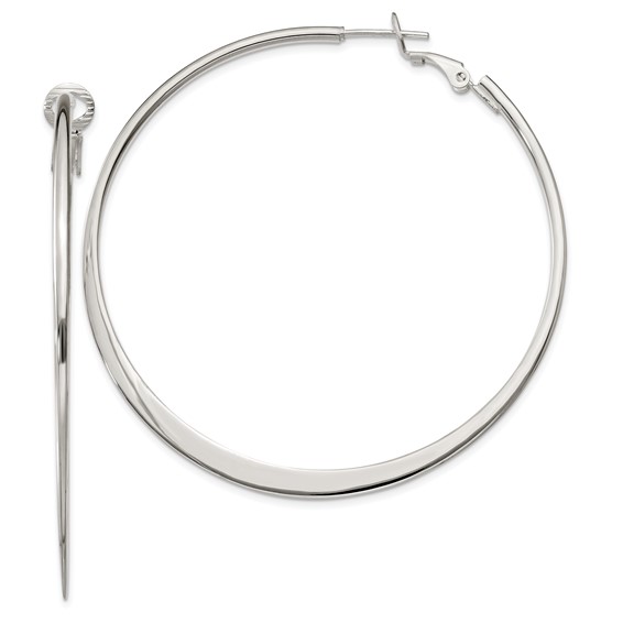 Sterling Silver 2 3/8in Hoop Earrings with Omega Backs
