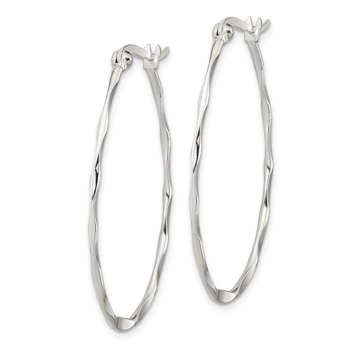 Sterling Silver 1 1/2in Twisted Oval Hoop Earrings