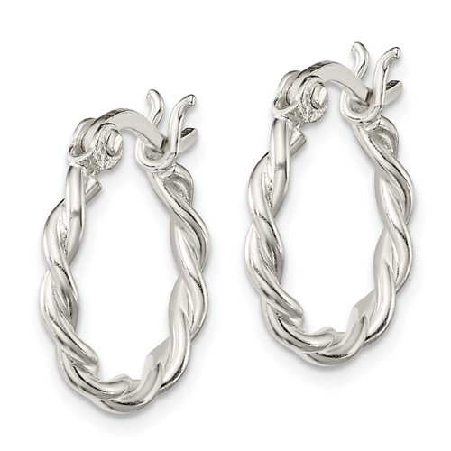 Sterling Silver Twisted Hoop Earrings 3/4in