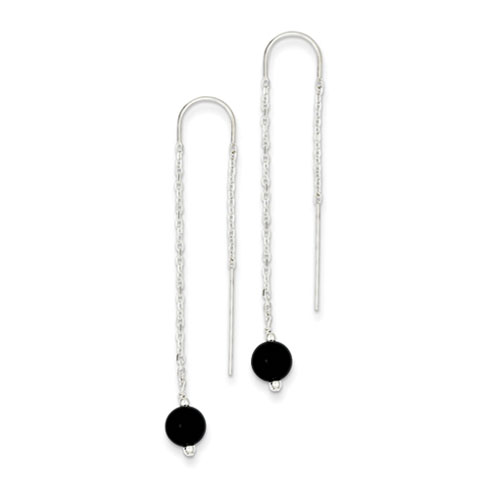 Sterling Silver Onyx Threader Earrings