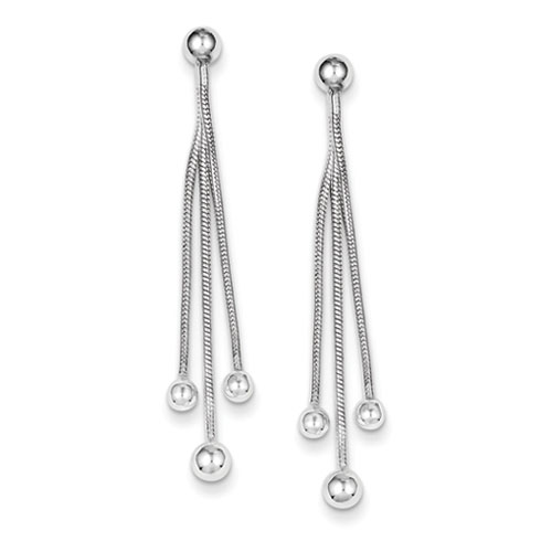 Sterling Silver Snake Chain & Bead Drop Post Earrings