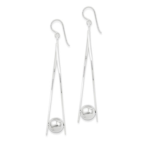 Sterling Silver Fancy Oval Earrings with Ball Accents