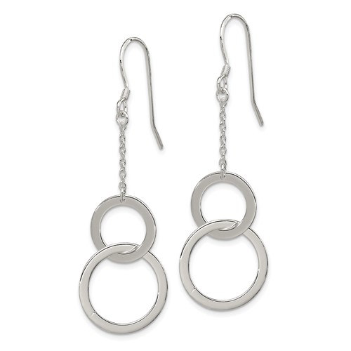 Sterling Silver Circle Dangle Earrings with Shepherd Hooks