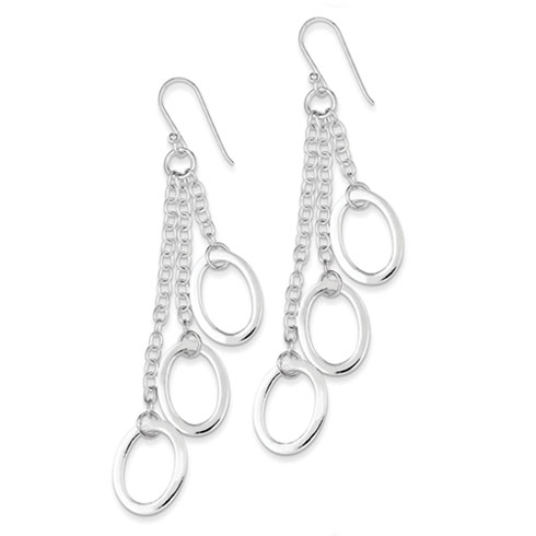 Sterling Silver Oval Chain Dangle Earrings