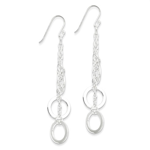 Sterling Silver Rope and Circle Dangle Earrings