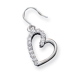 Sterling Silver CZ Heart Earrings with French Wire