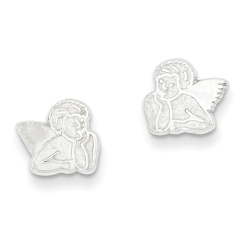 Satin Finish Angel Mini Earrings - Sterling Silver