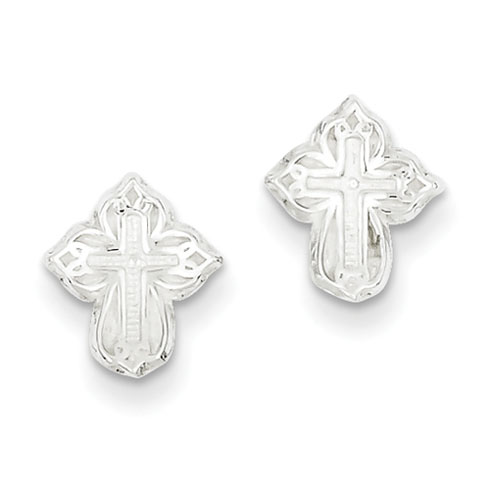 3/8in Cross Mini Earrings - Sterling Silver