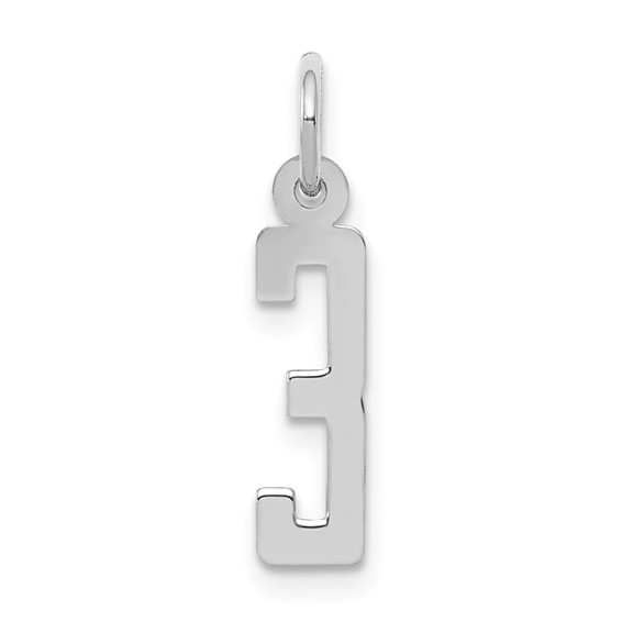 Sterling Silver Small Elongated Number 3 Pendant