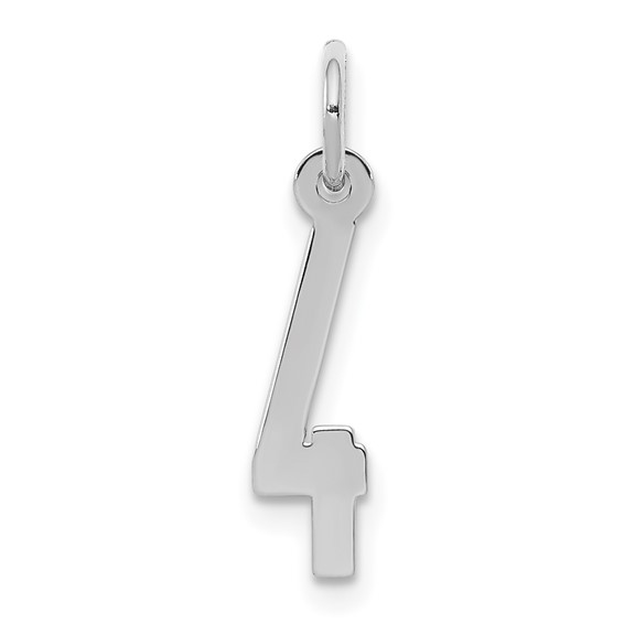 Sterling Silver Small Elongated Number 4 Pendant
