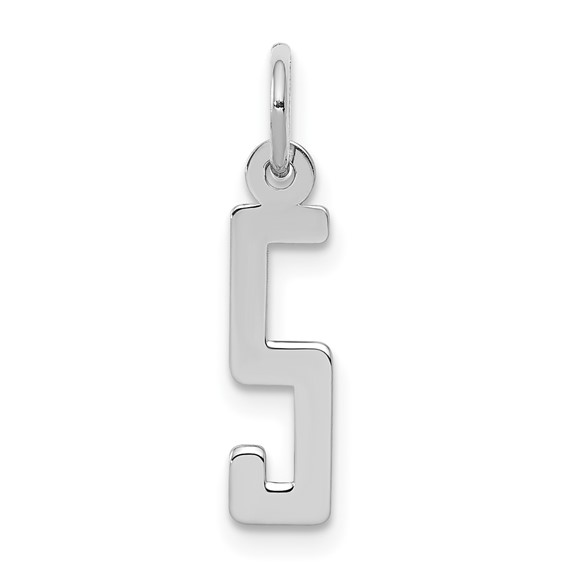 Sterling Silver Small Elongated Number 5 Pendant