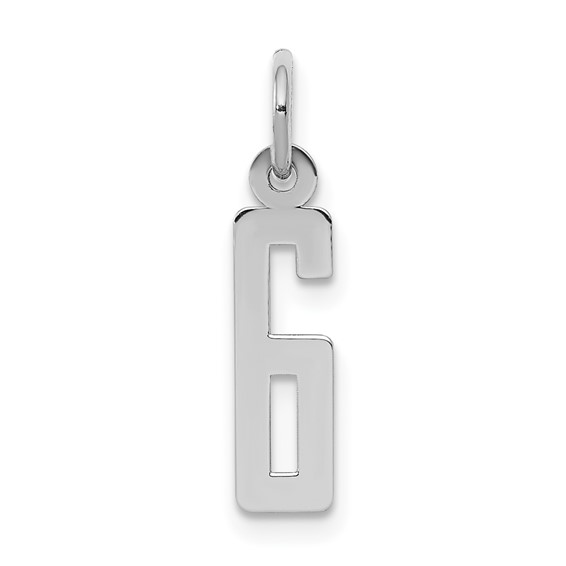 Sterling Silver Small Elongated Number 6 Pendant