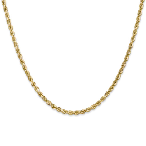 14kt Yellow Gold 24in Diamond-cut Rope Chain 3mm