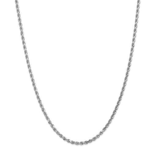 14k White Gold 24in Diamond-cut Rope Chain 3mm
