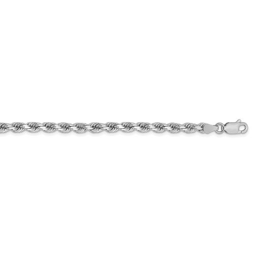 14k White Gold 24in Diamond-cut Rope Chain 3.75mm