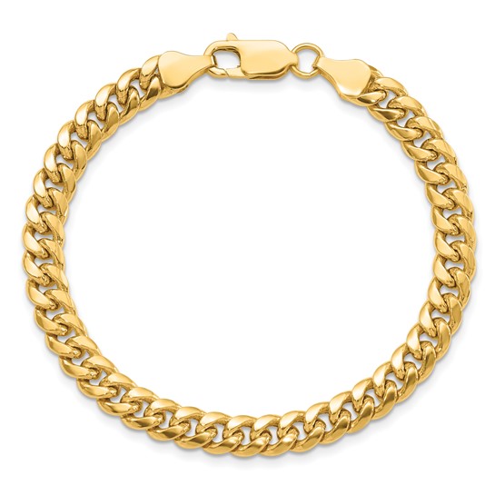 10k Yellow Gold Men's 9in Hollow Miami Cuban Link Bracelet 6.75mm Thick