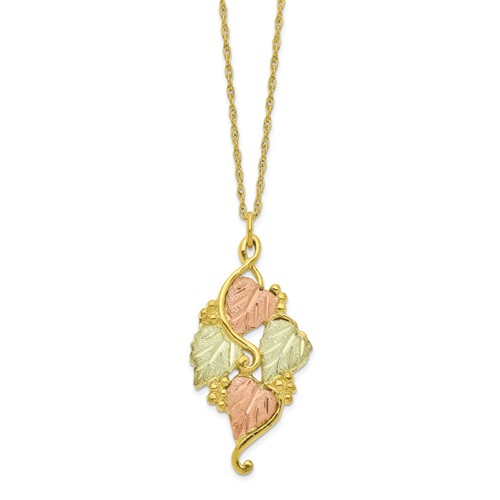 10k Tri-Color Black Hills Gold Leaf Necklace