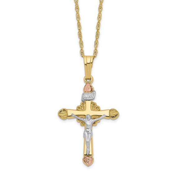 10k Black Hills Gold INRI Crucifix Necklace