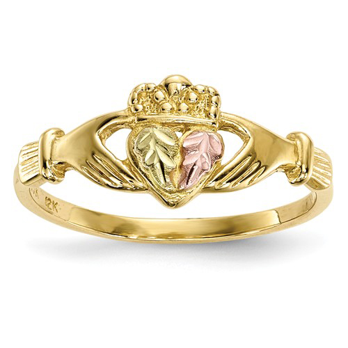 10kt Black Hills Gold Textured Claddagh Ring