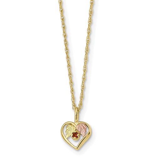 10k Black Hills Gold Heart Garnet Necklace