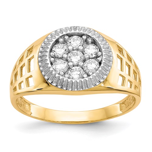 10k Two-tone Gold Men's CZ Cluster Ring