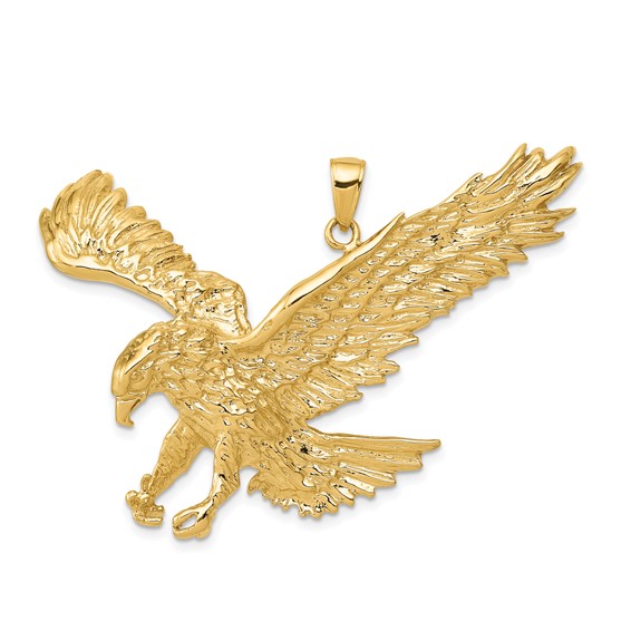 10k Yellow Gold Jumbo Eagle Pendant 1 1/2in