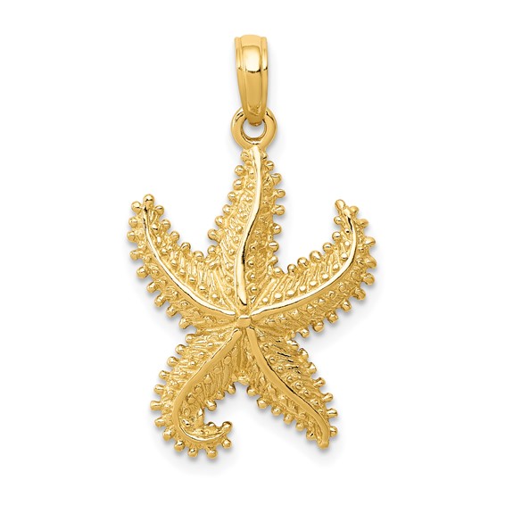 10k Yellow Gold Starfish Pendant With Polished Finish 1in