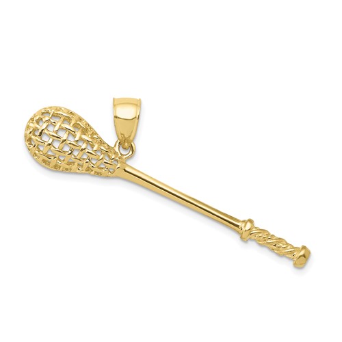 10k Yellow Gold 3-D Lacrosse Stick Pendant