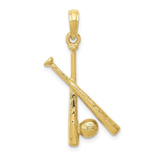 10k Yellow Gold Baseball Bats and Baseball Pendant 1in