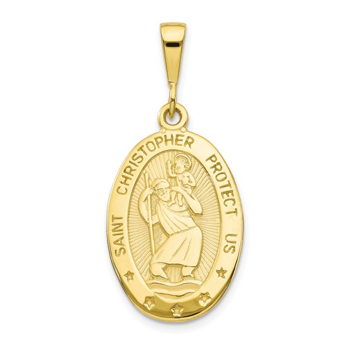 10k Yellow Gold Oval Saint Christopher Medal 7/8in