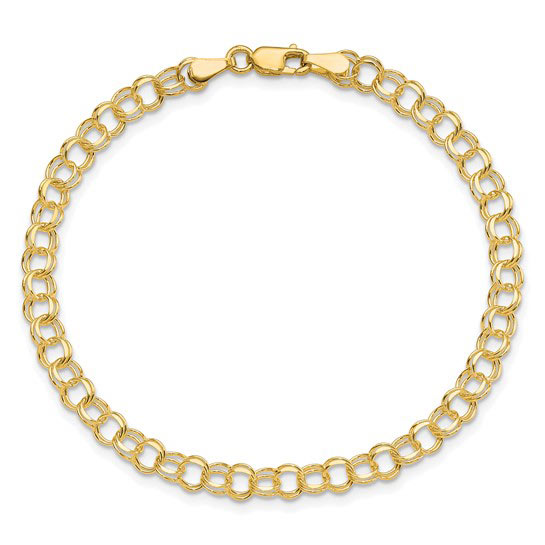 10k Yellow Gold 7in Solid Double Link Charm Bracelet 4.5mm Wide