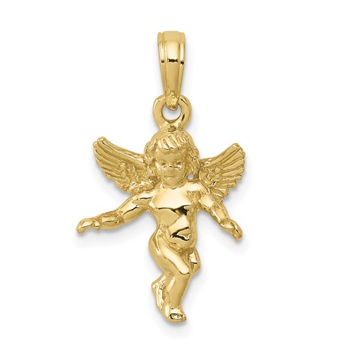 10k Yellow Gold Small 3-D Angel Pendant