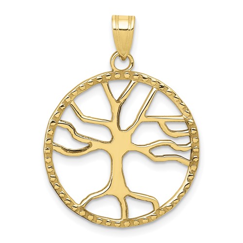 10k Yellow Gold Tree of Life Pendant 3/4in