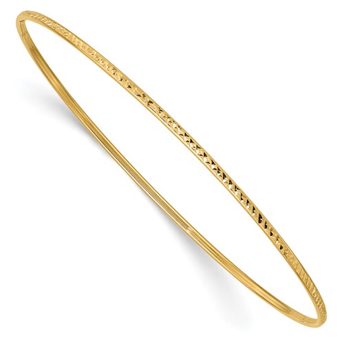 10k Yellow Gold 8in Diamond-cut Bangle Bracelet 1.5mm