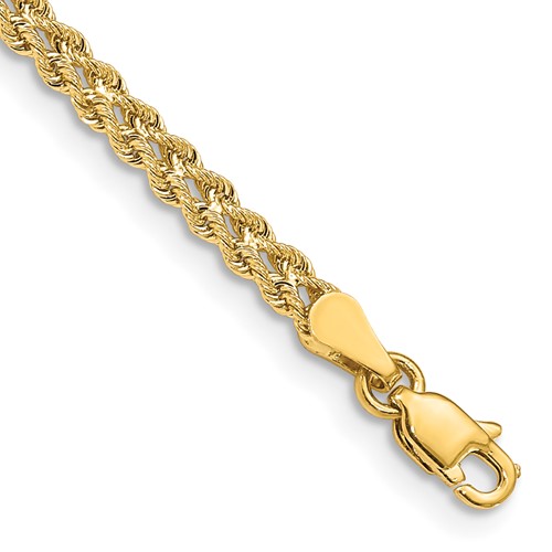10k Yellow Gold Two Strand Rope Bracelet Solid With Lobster Clasp 7in