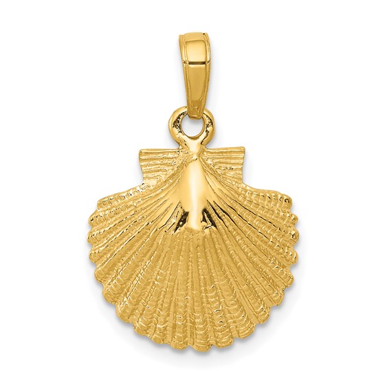 10k Yellow Gold Smalll Textured Scallop Shell Pendant