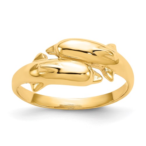 10k Yellow Gold Pair of Dolphins Ring 10K3922 | Joy Jewelers