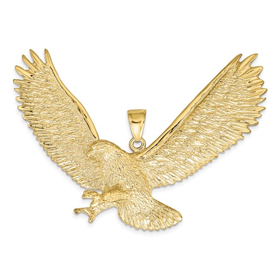 10k Yellow Gold Jumbo Landing Eagle Pendant 2in