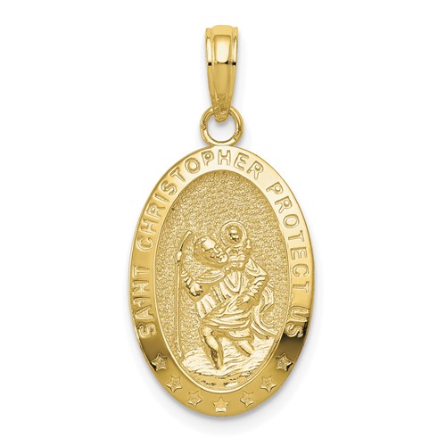 10k Yellow Gold Classic Oval Saint Christopher Medal 3/4in