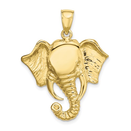 10k Yellow Gold Elephant Head Pendant 1in