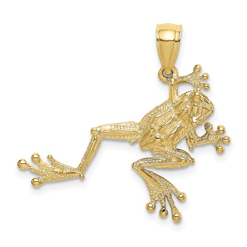 10k Yellow Gold Frog Pendant with Outstretched Legs