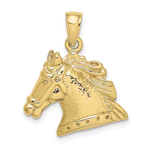10k Yellow Gold Horse Head Pendant 5/8in