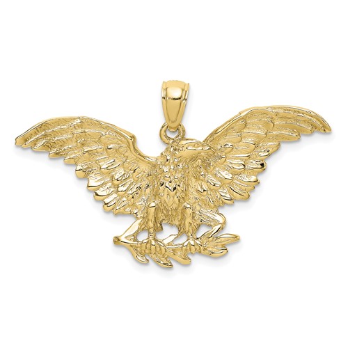 10k Yellow Gold Bald Eagle Pendant with Branch 3/4in