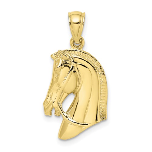 10k Yellow Gold Spartan Horse Head Pendant 3/4in