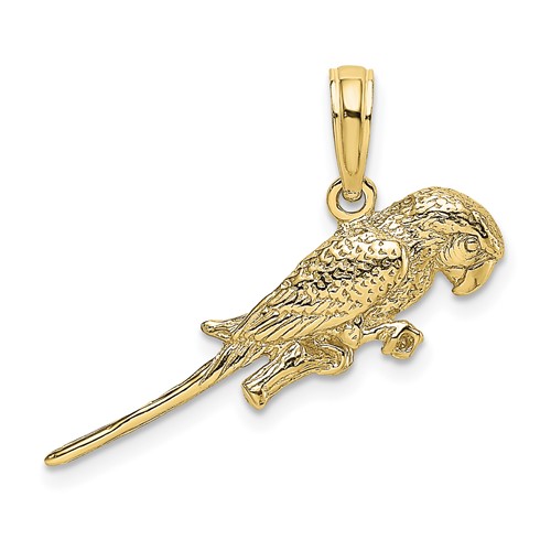 10k Yellow Gold 3-D Parrot Pendant